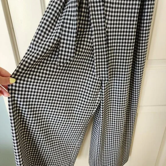 Calvin Klein Black & White Gingham Checkered Sleeveless Jumpsuit Fall Work - Picture 6 of 14